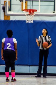 Basketball official during free throw