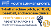 Youth Summer Sports header--offered for free for ages 9 and up!