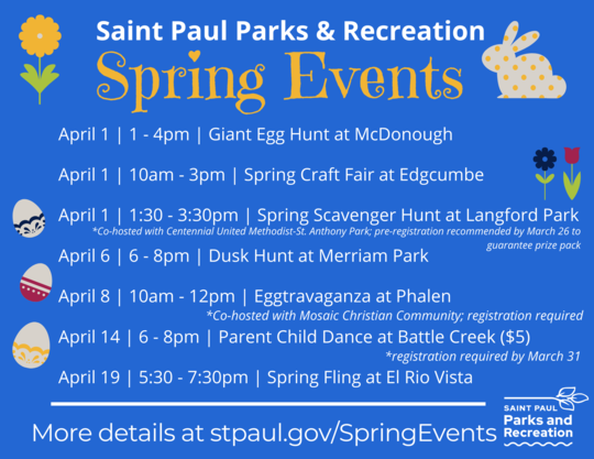 Flyer with full list of spring events for 2023