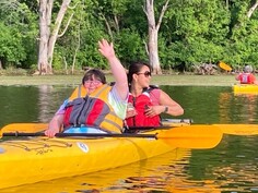 Adaptive Rec participant kayaking 