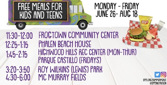 Free Summer Meals Food Truck Schedule