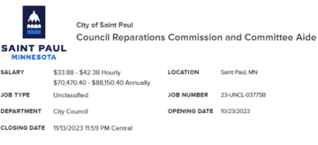 Reparations Commission job opening