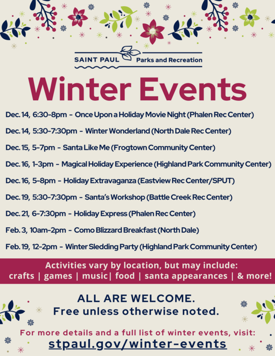 Winter Holiday Events Flyer updated 12.14.23