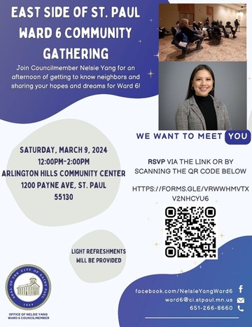 Ward 6 Community Gathering March 9th At Arlington Hills Community Center