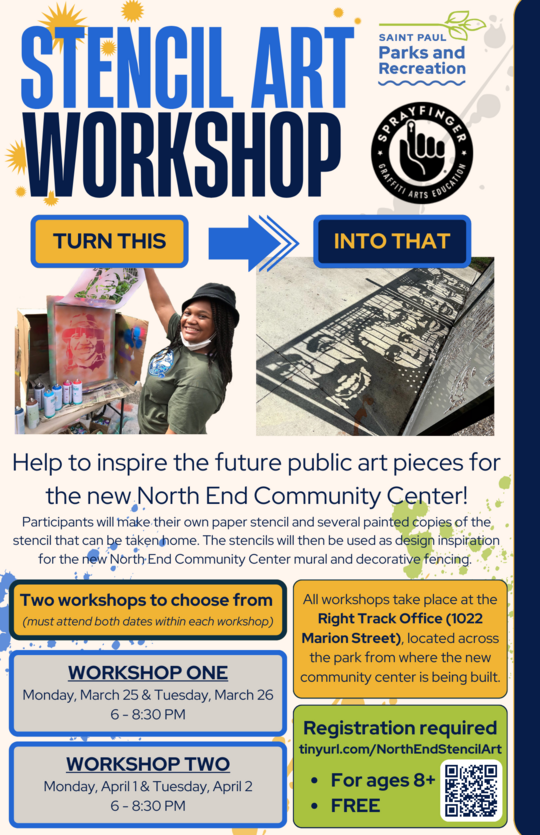 North End Community Center public art stencil workshop flyer_v2