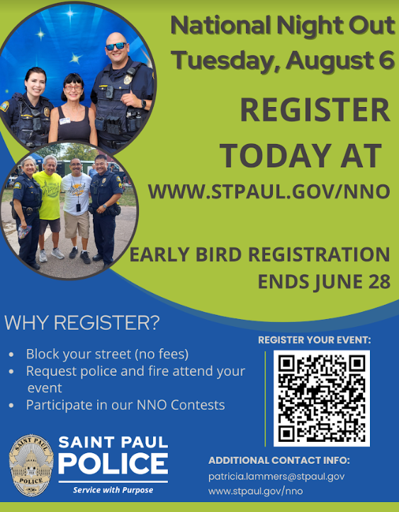 Flyer for National Night Out - Early Bird Registration