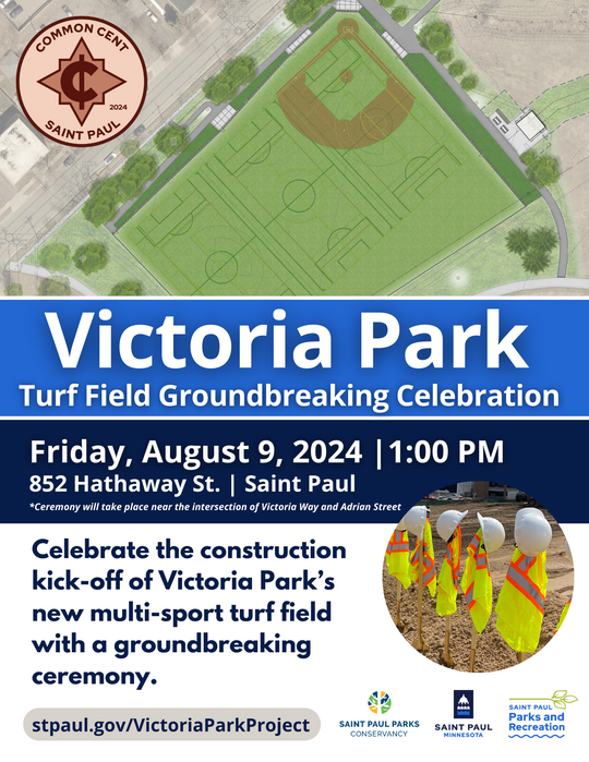 Victoria Park turf field groundbreaking event flyer_Aug 9 2024