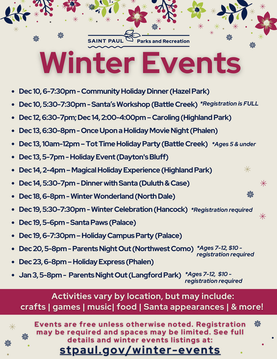 2024 Holiday Events Flyer updated 12.4.24