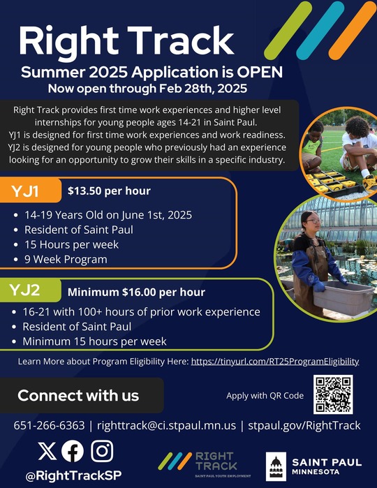 Right Track Summer 2025 Applications open flyer