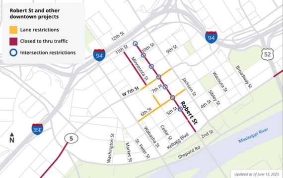 Construction Map as of June 13th, 2025