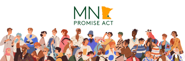 MN Promise Act logo above a diverse group of illustrated people.