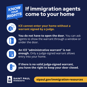 Know Your Rights graphic in English mirroring the text in this newsletter article.