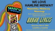 A promotional flyer for the Hamline Midway Coalition's Event at Urban Lights.