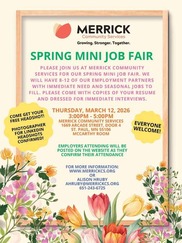 A promotional flyer for Merrick Community Services' Job Fair.