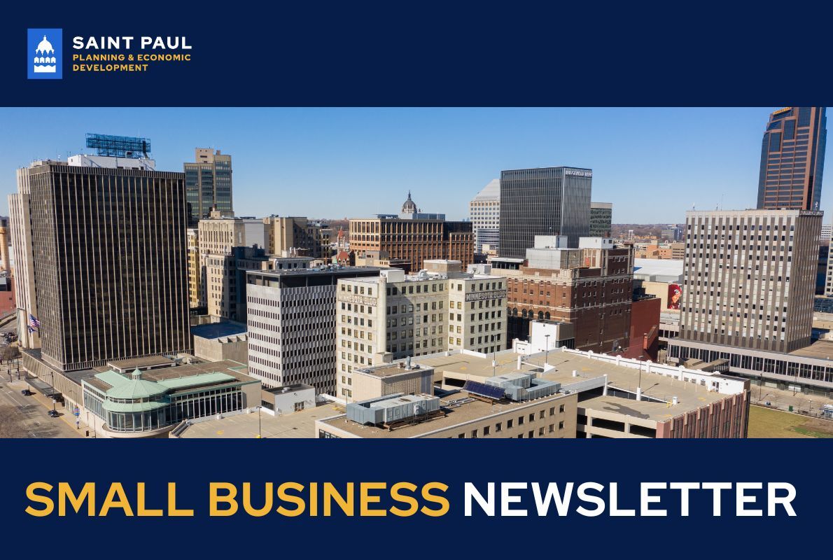 Downtown Skyline with text Small Business Newsletter