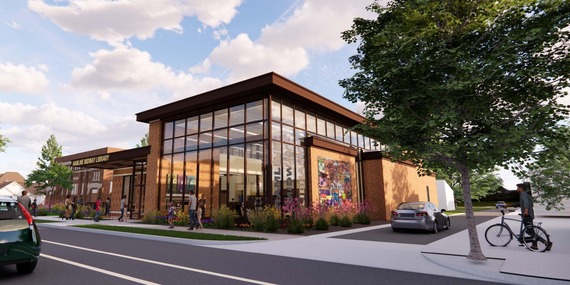 A digital rendering of the completed Hamline Midway Library.  