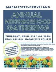 A flyer for Macalester-Groveland's annual meeting.