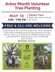 A flyer for the Arbor Month Volunteer Tree Planting.
