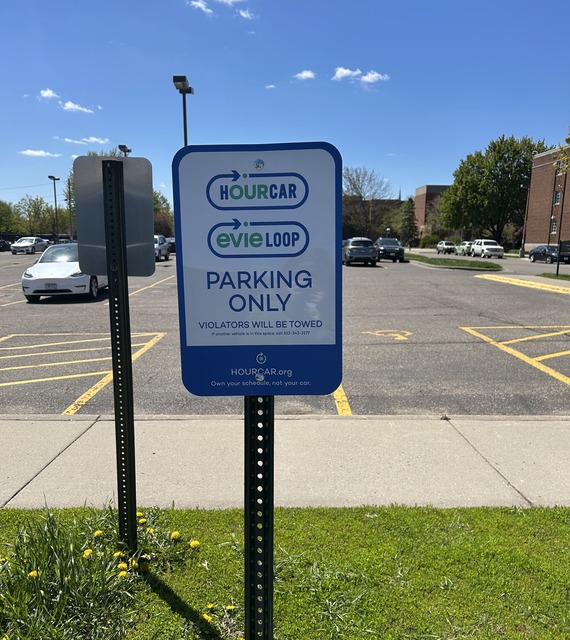 The new HourCar hub on Hamline University's campus.