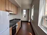 A kitchenette inside of a Kimball Court efficiency unit.