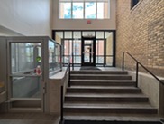 The new Kimball Court single ingress door.