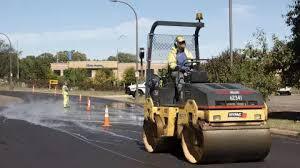 Construction equipment working on road