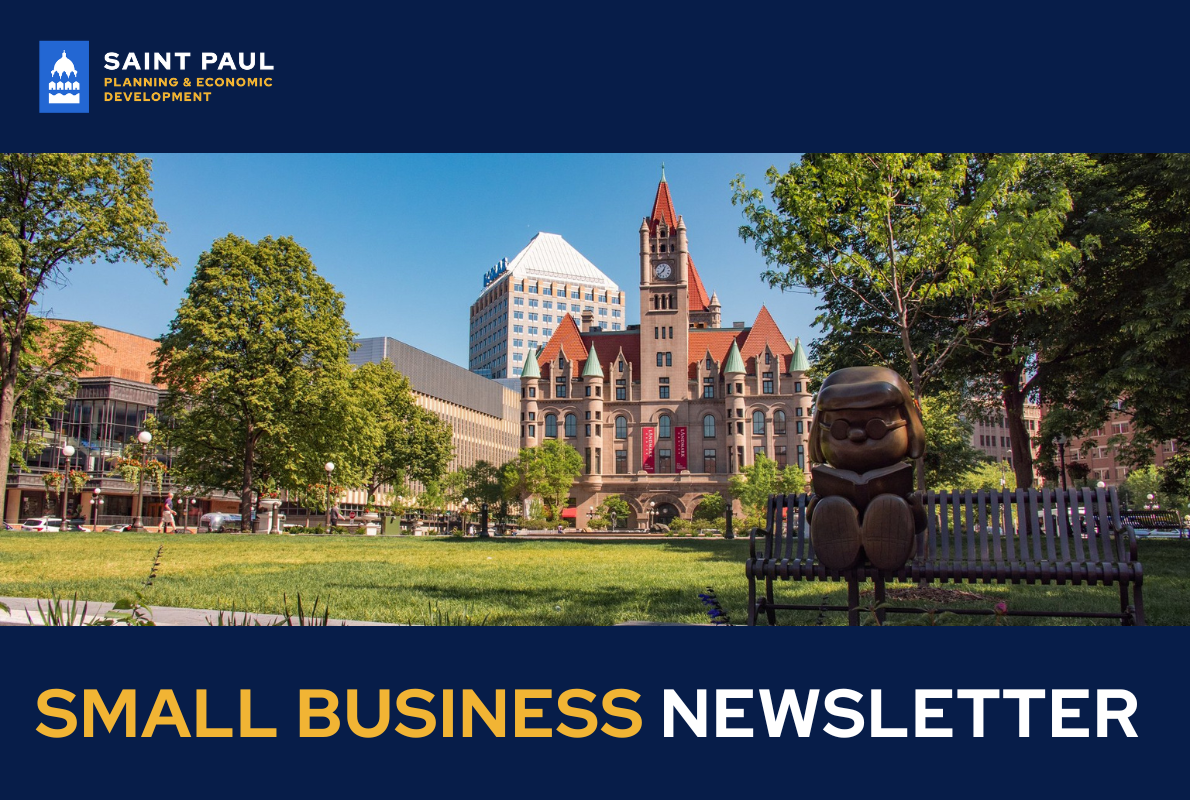 Small Business Newsletter May 2026 Rice Park vide of Landmark Center