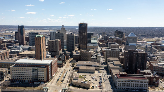 Aerial view of downtown
