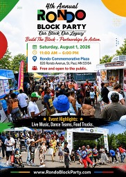 A flyer for the Rondo Block Party. 