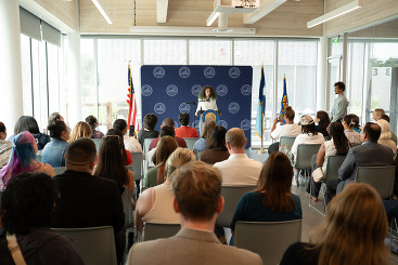 Attendees listen to the State of the Youth speakers