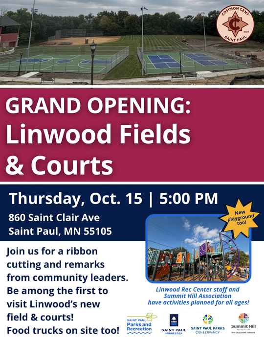 Linwood Recreation Center fields & courts grand opening flyer_Oct 15