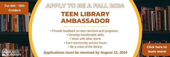Fall 2024 Teen Library Ambassador Banner