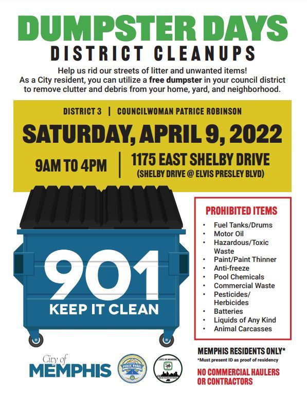 District 3's Dumpster Day is Saturday, April 9th