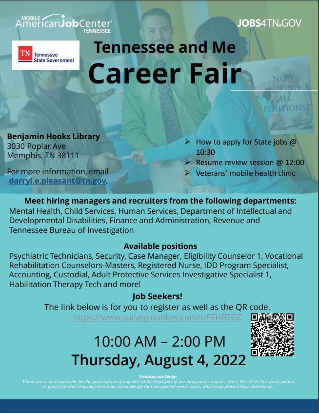 Announcement Tennessee and Me Career Fair on August 4th