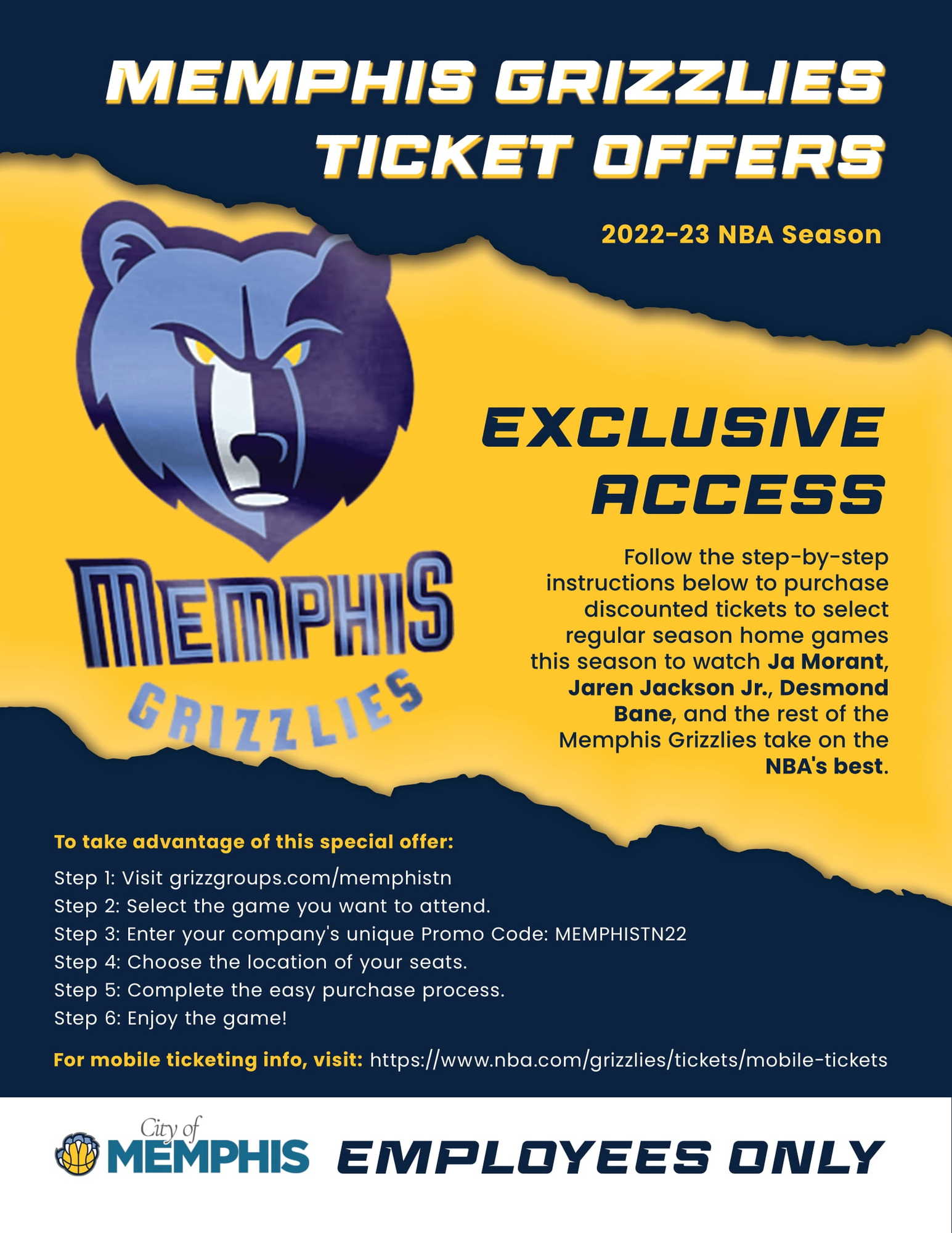 202223 NBA Season Memphis Grizzlies Ticket Offers