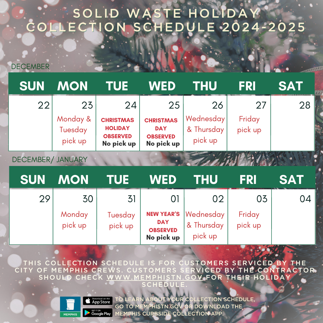 Solid Waste Management Holiday Collection Schedule 20242025