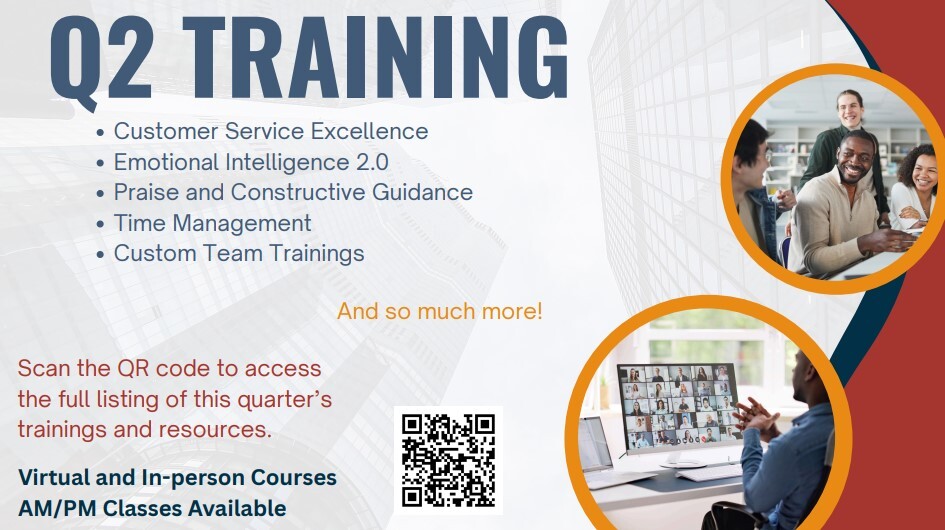Q2 Training - Virtual and In-person Courses - SCAN the QR CODE for details!