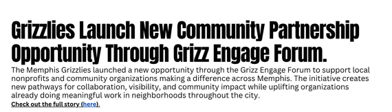 Grizzlies launch new community opportunity through grizz forum