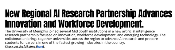 New Regional Universities partnerships around AI to advance innovation and workforce development. 