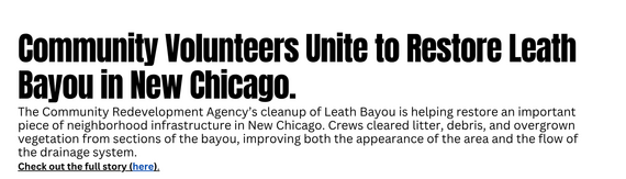 Community Volunteers in New Chicago clean up neighborhood