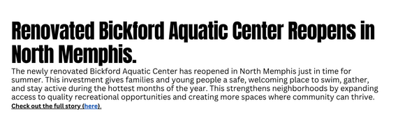 Bickford aquatics Center Opens in North Memphis.