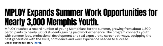 Memphis MPLOY Expands to 3,000 young 