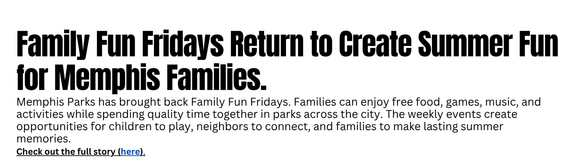 Family Fun Fridays Return with Memphis Parks