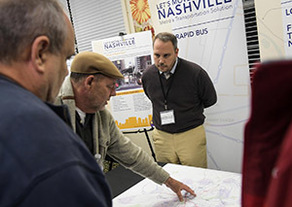 Participants at a transit event