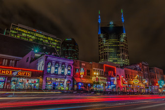downtown Nashville at night