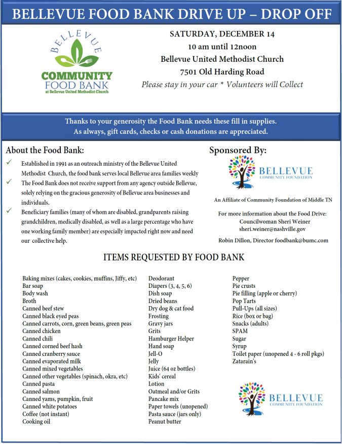 Bellevue Food Bank Drive Up - Drop Off info