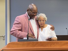image of Dr. Lea Williams presenting an award to Linda T. Wynn