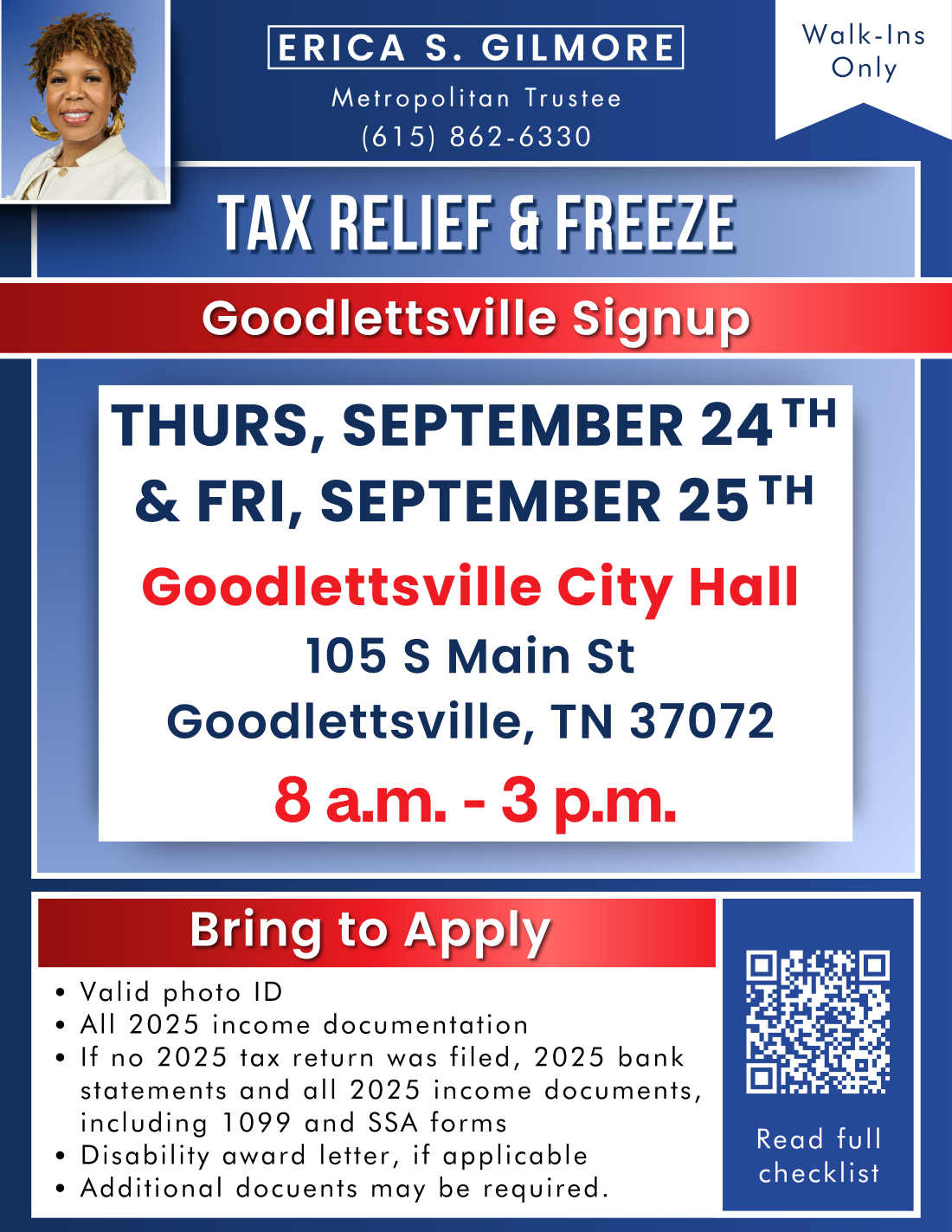 9.24.2026 Tax Relief & Tax Freeze Sign-Up @Goodlettsville City Hall Flyer 8.5 x 11