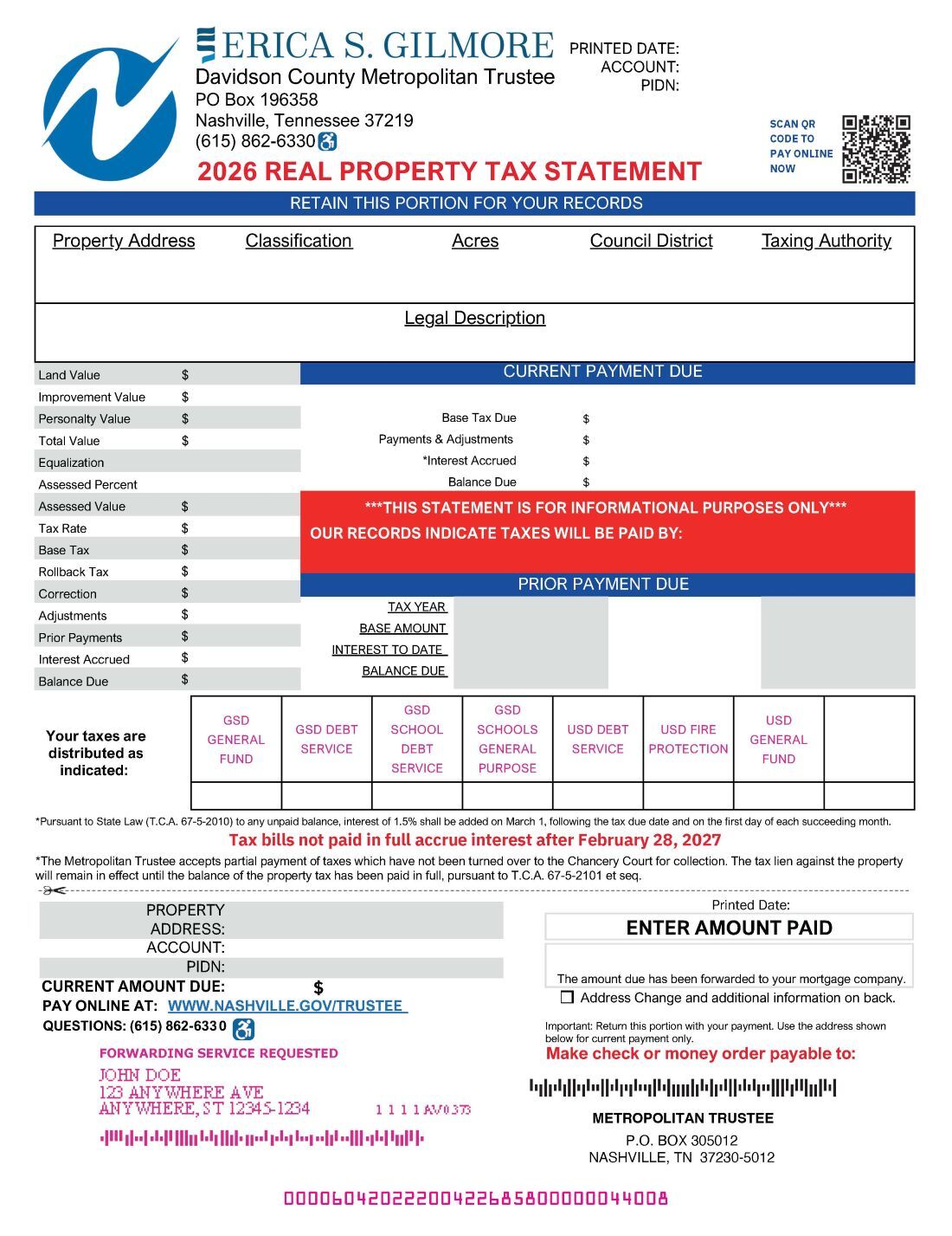 2026 Real Tax Statement Front