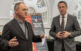 Maj. Gen. Miles Brown and Comptroller Glenn Hegar